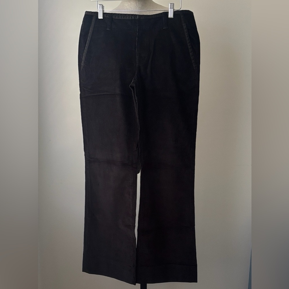 Banana Republic Corduroy Pants Womens Size 8 Black Mid Rise Wide Leg Side Pocket